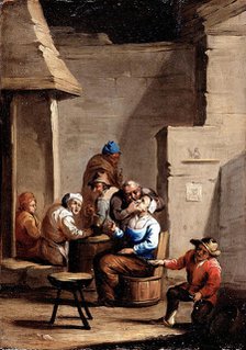 A surgeon operating on a woman's mouth, c17th century. Creator: Unknown.