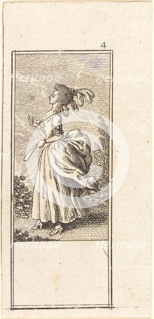 Girl with Fan, Facing Left, 1784. Creator: Daniel Nikolaus Chodowiecki.