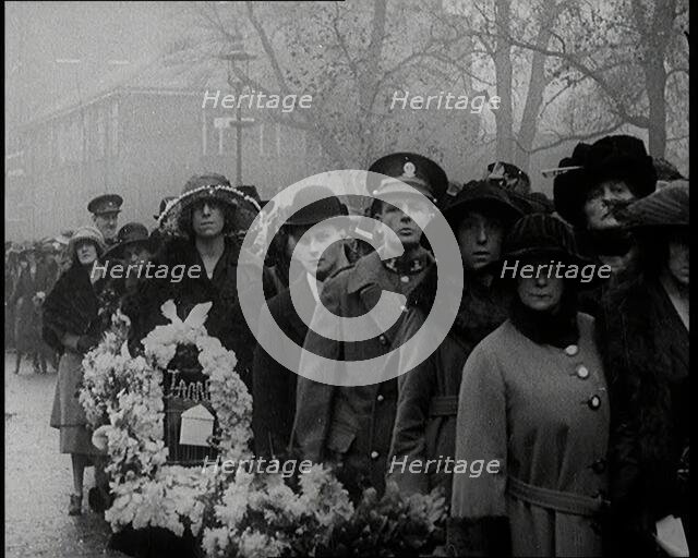 Crowds of People Filing Past the Cenotaph, 1920s. Creator: British Pathe Ltd.
