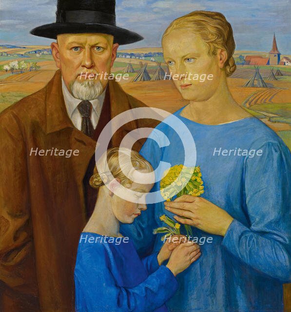 Self-portrait of the artist with his family. Creator: Schiestl, Rudolf (1878-1931).