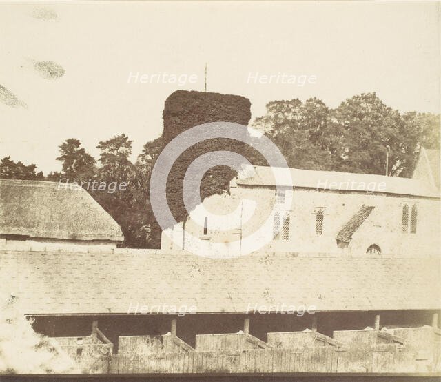 Stables and Ivy Covered Tower, 1850s. Creator: Unknown.