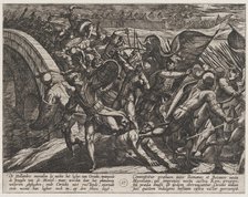 Plate 27: The Dutch During a Surprise Attack of the Roman Camp on the Moselle, from The Wa..., 1611. Creator: Antonio Tempesta.