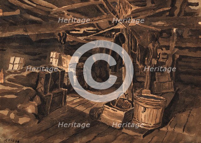 The inside of a barn in the village of Selivanikha, 1907. Creator: Dmitrii Innokent'evich Karatanov.