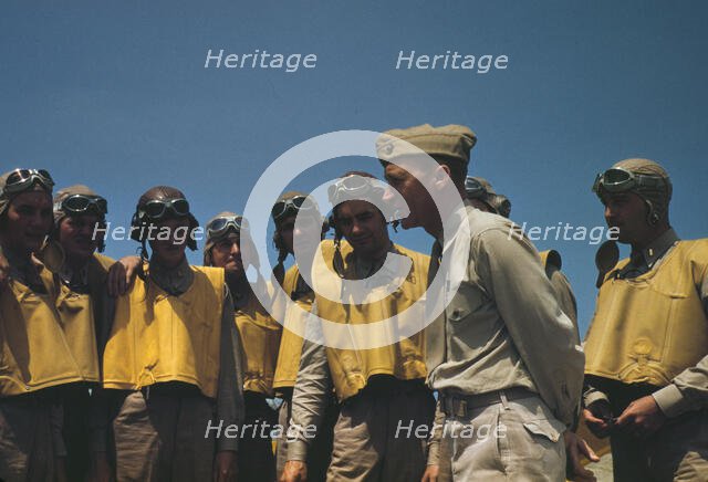 Marine lieutenants studying glider piloting at Page Field, Parris Island, S.C., 1942. Creator: Alfred T Palmer.