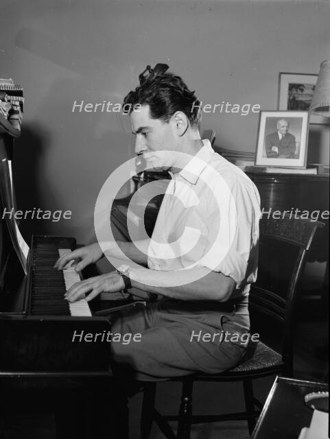 Portrait of Leonard Bernstein in his apartment, New York, N.Y., 1946. Creator: William Paul Gottlieb.