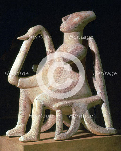 Cycladic harp-player made of marble. Artist: Unknown