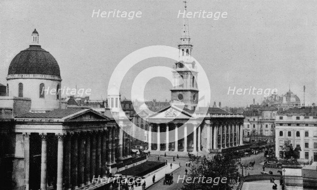National Gallery and Church of St Martin-in-the-Fields, Westminster, London, c1910 (1911). Artist: Photochrom Co Ltd of London.