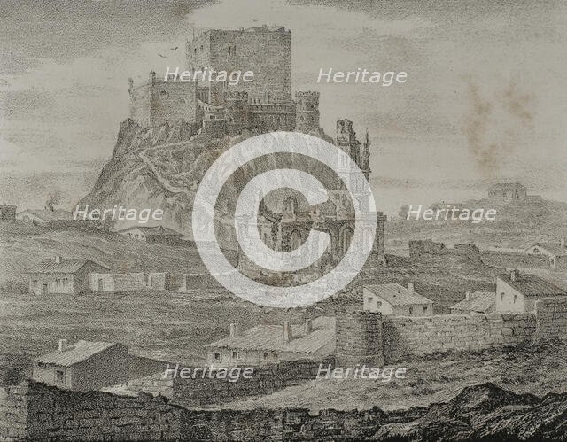 General view of the Castle of Segura from the path to Courts, Segura de los Baños, Spain, 1870.  Creator: Unknown.