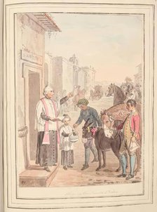 Blessing the Beasts at Rome, leaf from 'A Collection of Dresses by David Allan Mostly..., 1776. Creator: David Allan.