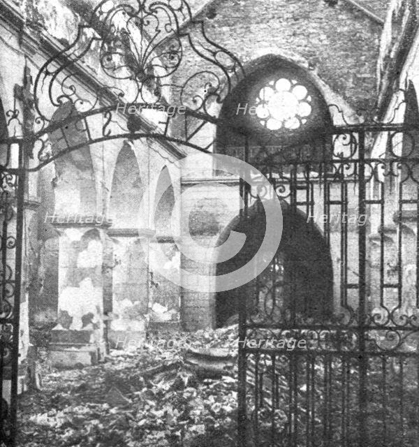 ''Nos regions Devastees; Interieur de l'eglise de Maurupt (Marne)', 1914. Creator: Unknown.