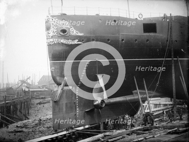 HMS Sans Pareil in the stocks, Poplar, Tower Hamlets, London, c1860-c1922. Artist: Henry Taunt