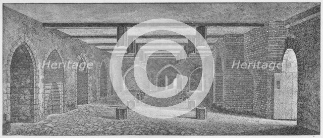 'Interior of the Crypt Called the 'Powder Plot Cellar' beneath the Old Palace of Westminster', c1883 Artist: William Patten.