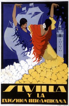 Poster of the Ibero-American Exhibition, held in Seville between 1929 - 1930, drawin by Romero Es…