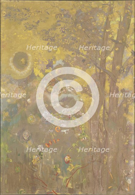 Trees on a yellow Background, 1901. Artist: Redon, Odilon (1840-1916)