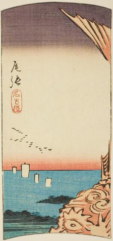 Nagoya in Owari Province, section of sheet no. 4 from the series "Cutout Pictures of the..., 1852. Creator: Ando Hiroshige.