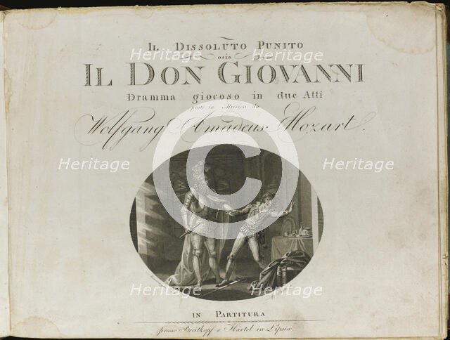 Cover of the score of the opera Don Giovanni by Wolfgang Amadeus Mozart, 1801. Creator: Anonymous.
