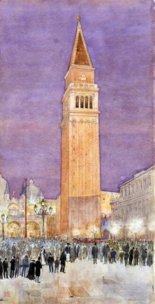 Bell Tower, St. Mark's Square, Venice, 1912. Creator: Cass Gilbert.