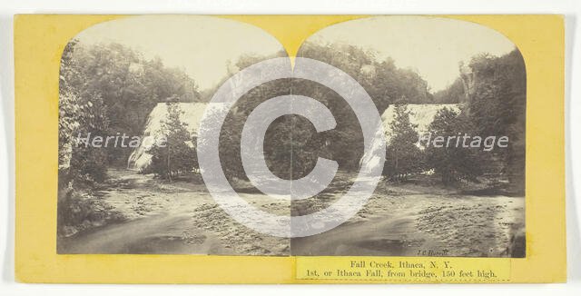 Fall Creek, Ithaca, N.Y. 1st, or Ithaca Fall, from bridge, 150 feet high, 1860/65. Creator: J. C. Burritt.