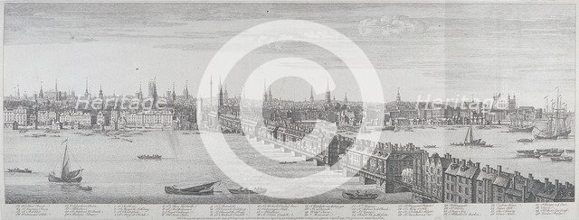 London Bridge (old), London, 1749. Artist: Samuel Buck