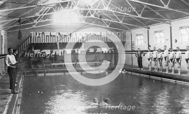The swimming bath, Royal Navy training establishment, Shotley, Suffolk, 1936. Artist: Unknown