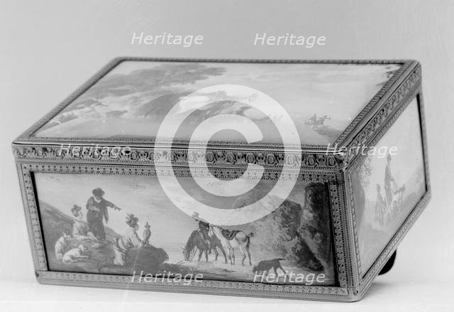 Snuffbox with hunting scenes, 1768-69. Creator: J.D..