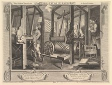 The Fellow 'Prentices at their Looms: Industry and Idleness, plate 1, September 30, 1747. Creator: William Hogarth.
