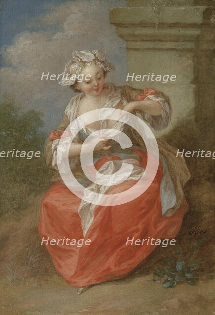 Young Girl Chasing Fleas, c1720s. Creator: Jean-Baptiste Lebel.