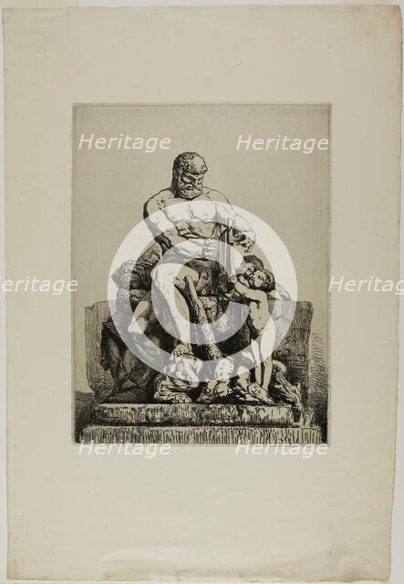 Hercules, plate one from Twelve Etchings by Chifflart, 1865. Creator: Francois-Nicolas Chifflart.