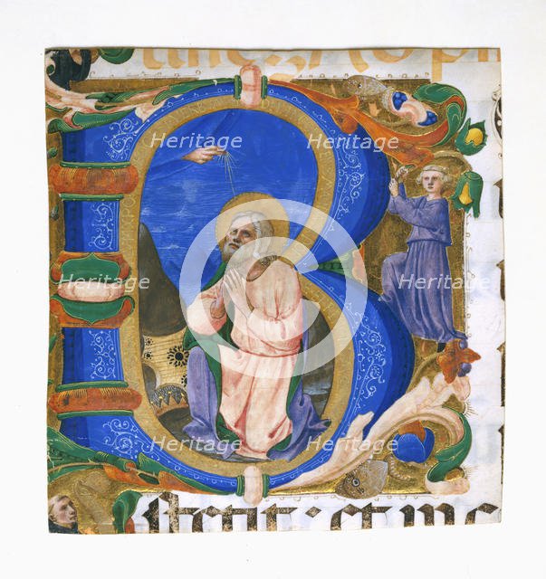 King David in Prayer in an Initial B, ca. 1450. Creator: Zanobi di Benedetto Strozzi.