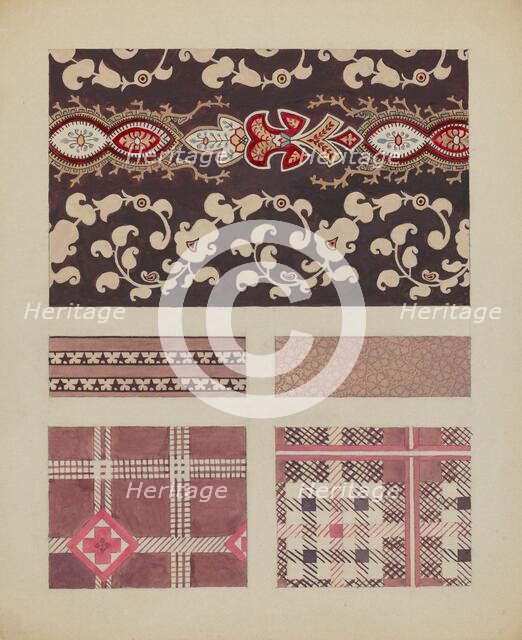 Materials from Quilt, c. 1937. Creator: Dorothy Posten.