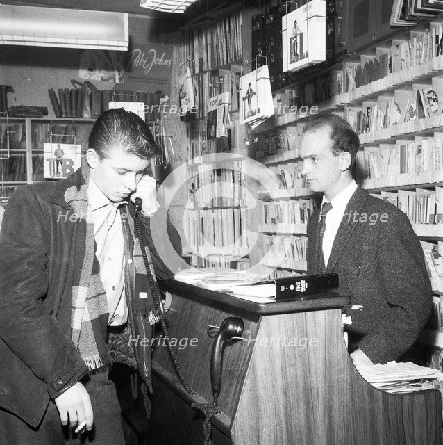 Inside Rentzes music shop, Landskrona, Sweden, 1959. Artist: Unknown