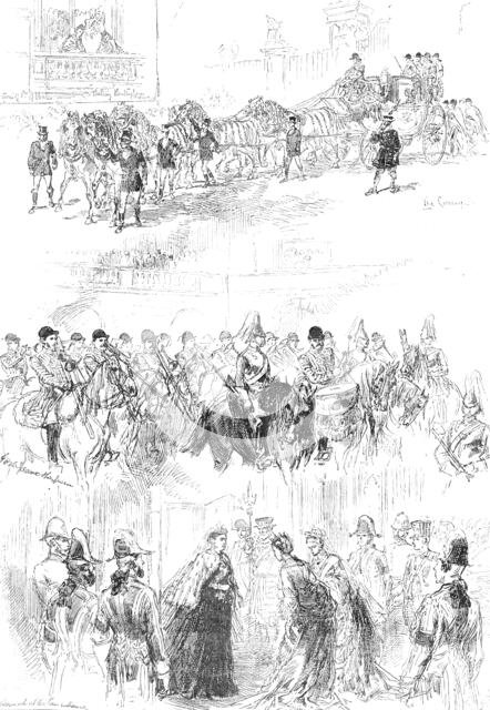 Sketches of the Royal Procession at the Opening of Parliament, 1876. Creator: Unknown.