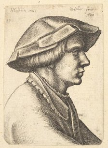 Head of young man wearing hat in profile to right, 1648. Creator: Wenceslaus Hollar.
