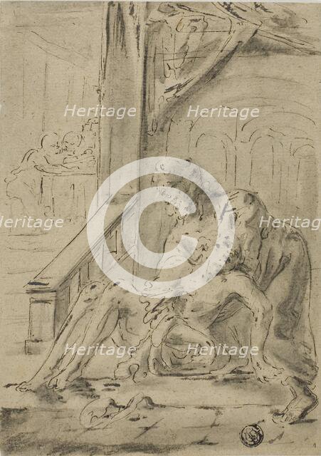 Old Man Supporting Young Man, n.d. Creator: Unknown.