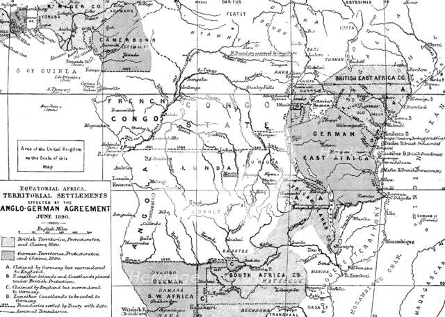 Map of the British and German Possessions in Africa, 1890. Creator: Ernst Ravenstein.