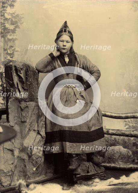 Unknown Sami girl, 1890-1900.  Creator: Helene Edlund.