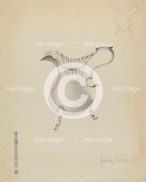 Silver Creamer, 1936. Creator: Amelia Tuccio.