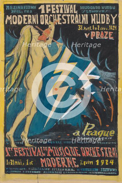 Poster for the 1st international festival of modern orchestral music, 1924. Creator: Jan Thain.