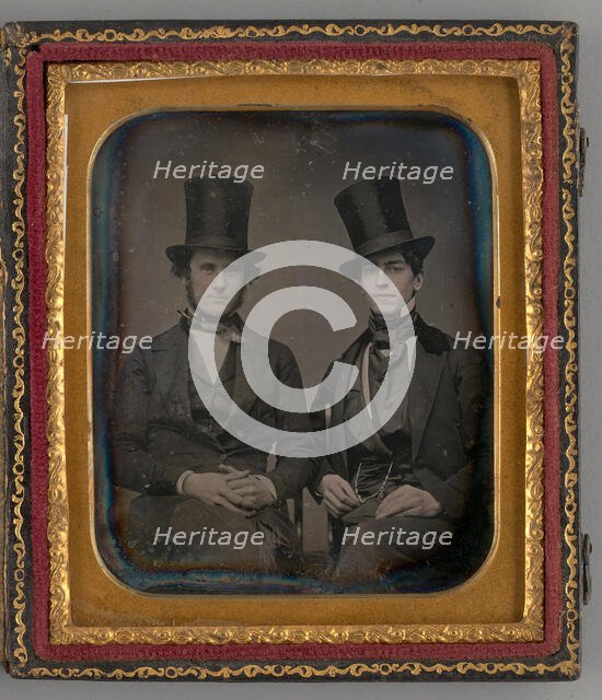 Untitled (Portrait of Two Men with Top Hats), 1855. Creator: Unknown.