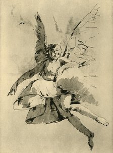 'Hovering Angel', 18th century, (1928). Artist: Follower of Tiepolo.