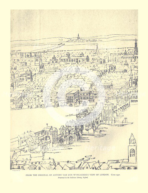 Van Den Wyngaerde's View of London, c1550, (1886). Artist: Anthonis van den Wyngaerde.