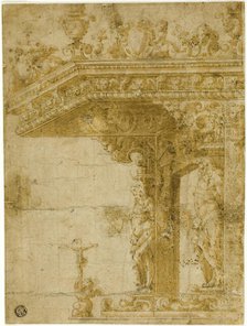 Design for Tomb with Canopy, c. 1550. Creator: Marco Marchetti.