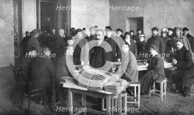 In Soviet Russia; A polling station in Petrograd, November 21, 1917, during elections..., 1917. Creator: Y Steinberg.