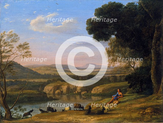 River landscape with Goatherd. Artist: Lorrain, Claude (1600-1682)