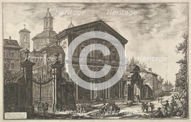 View of the Basilica of San Sebastiano fuori delle mura [St. Sebastian ouside the Wall..., ca. 1750. Creator: Giovanni Battista Piranesi.