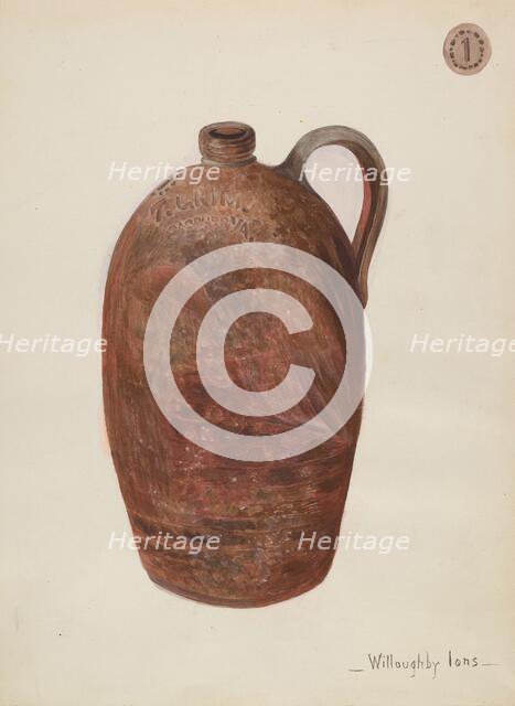 Pottery Jug, c. 1936. Creator: Willoughby Ions.