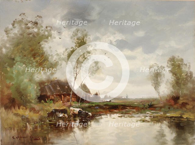 Landscape with Windmill, late 19th-early 20th century. Creator: E. Landseer Harris.