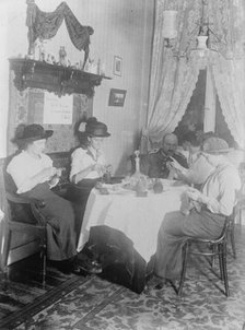 Berlin, knitting for soldiers in Doctor's anteroom, between 1914 and c1915. Creator: Bain News Service.