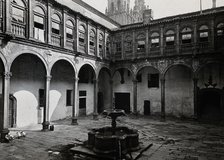 Hospital Real, Santiago de Compostela: view of the courtyard showing the fountain, 1900-1999. Creator: Unknown.