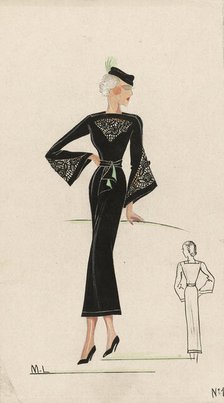 Woman in Black Dress, 1936, No. 11, c.1936. Creator: Monogrammist M.L..